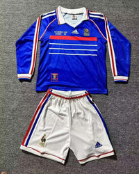 France 1998 Vintage Retro Home Kids Jersey Set
