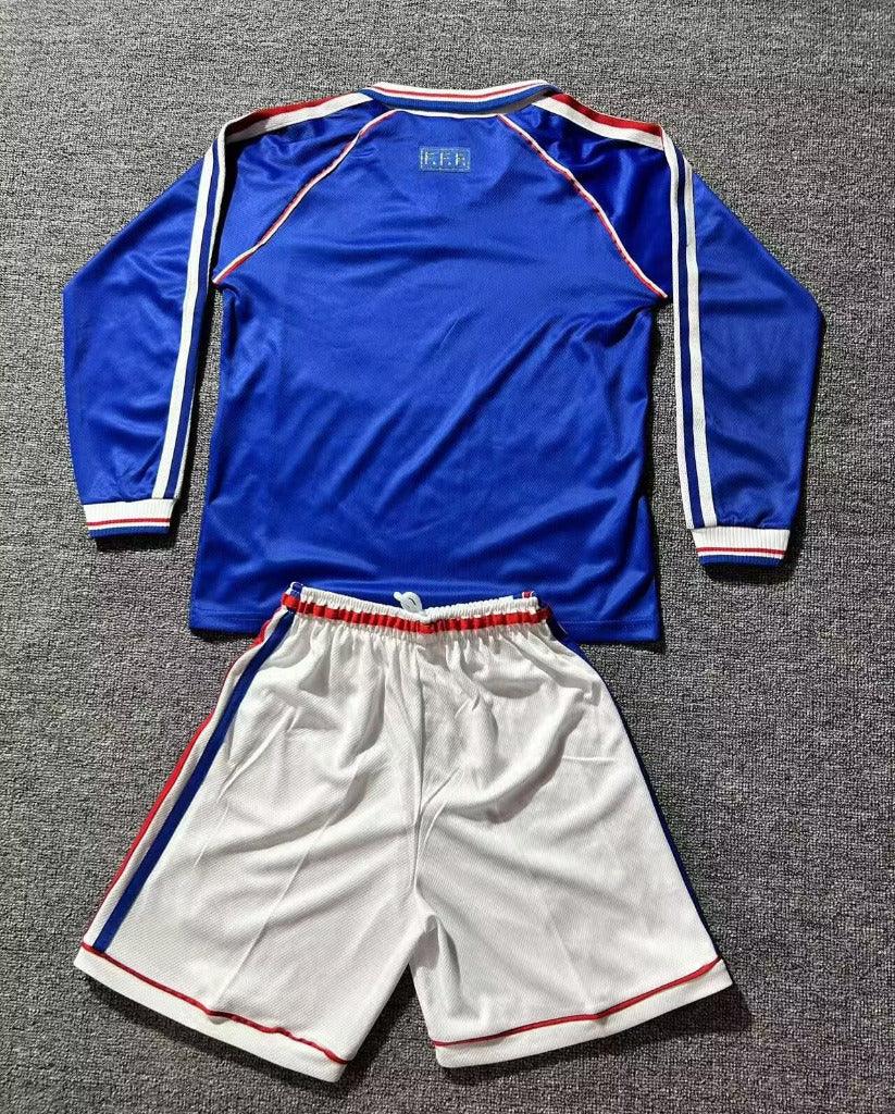 France 1998 Vintage Retro Home Kids Jersey Set