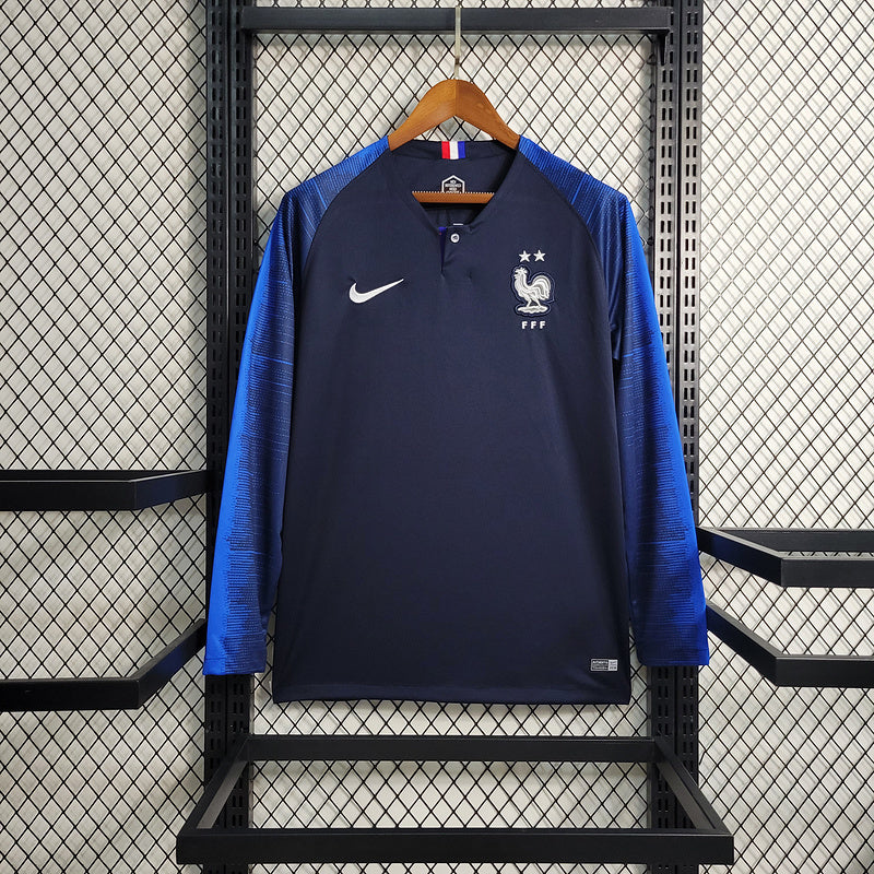 France 2018 Retro Version World Cup Home Long Sleeve Jersey