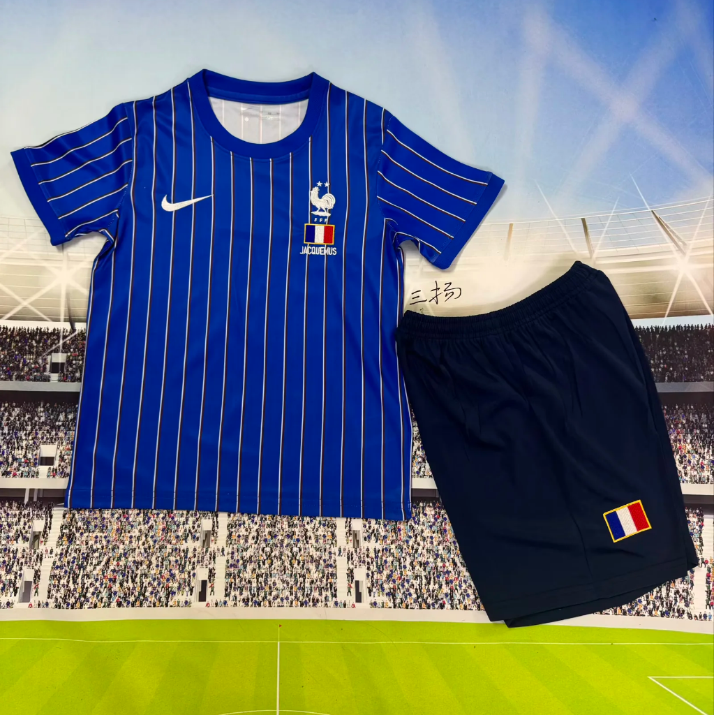 France 2026 Blue Pinstripe Training Kids Jersey Set