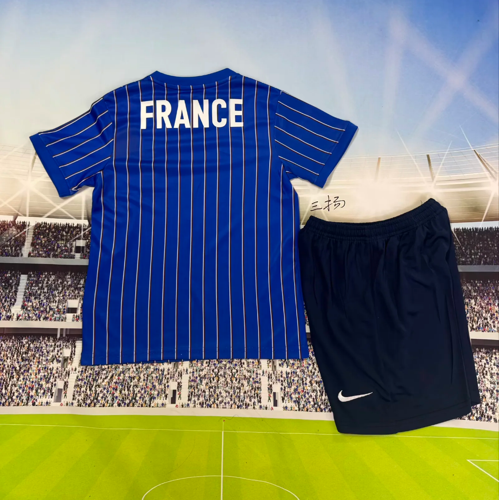 France 2026 Blue Pinstripe Training Kids Jersey Set