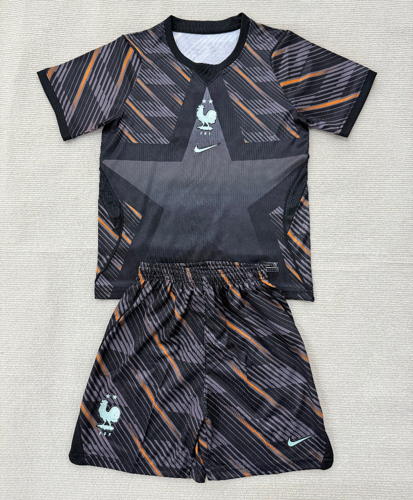 France 26/27 World Cup Black/Medium Ash Goalkeeper Kids Jersey Set