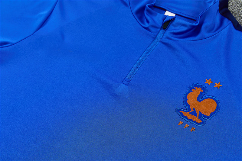 French 26/27 Royal Blue with Red Trim Training Tracksuit Set