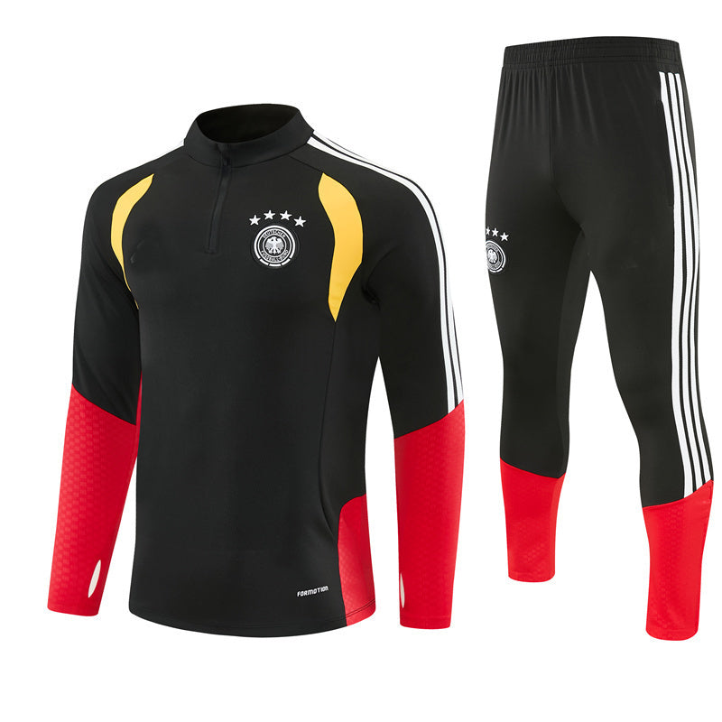 German 26/27 Black/Red/White Stripes Training Tracksuit Set