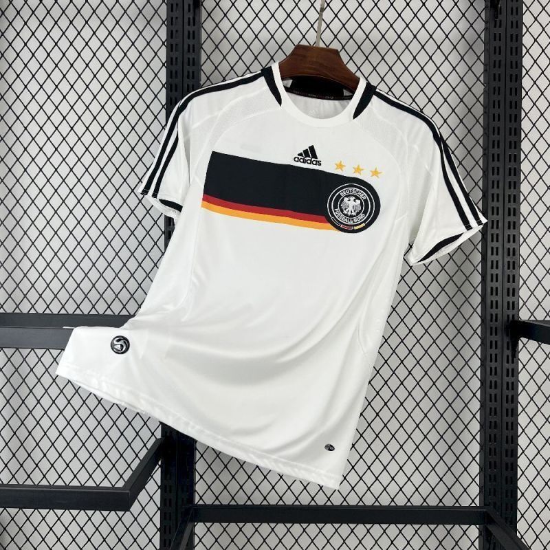 Germany 2008 Retro White/Black Home Jersey