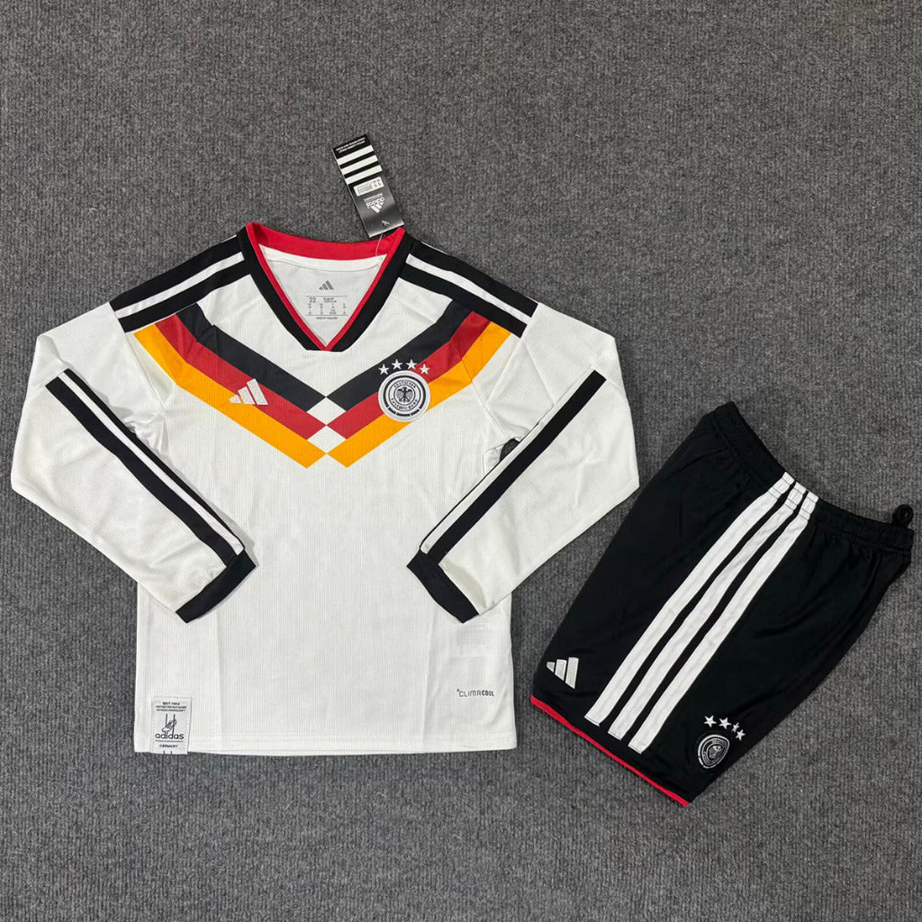 Germany 2026 White Home Long Sleeve Kids Jersey Set