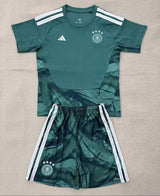 Germany 26/27 Green/White Stripes Home Goalkeeper Kids Jersey Set