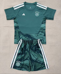 Germany 26/27 Green/White Stripes Home Goalkeeper Kids Jersey Set