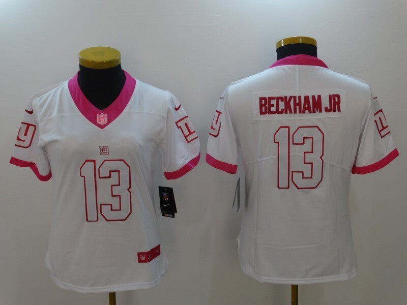 Giants 2021/22 Beckham JR #13 White/Pink Women NFL Jersey