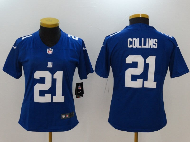 Giants 2021/22 Collins #21 Royal Blue/White Women NFL Jersey