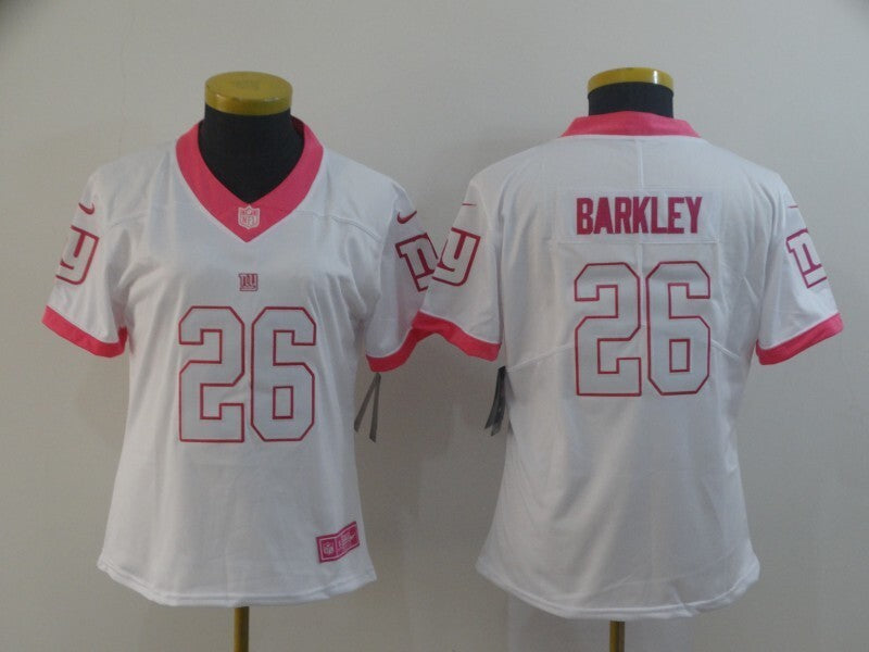 Giants 2022/23 Barkley #26 White/Pink Women NFL Jersey