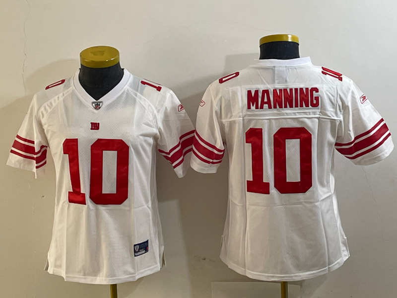 Giants 2023/24 Manning #10 White/Red Women NFL Jersey