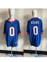 Giants 25/26 Burns #0 Royal Blue/Red Game NFL Jersey