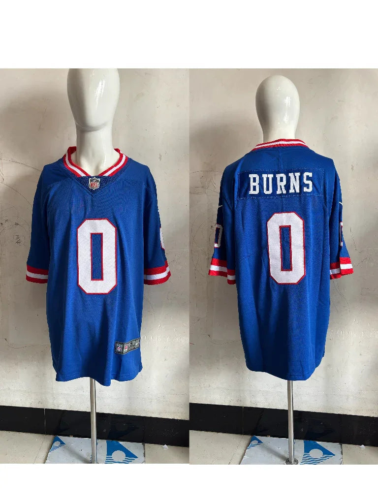 Giants 25/26 Burns #0 Royal Blue/Red Game NFL Jersey