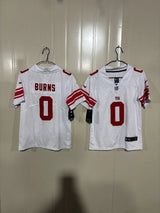 Giants 25/26 Burns #0 White/Red Game Kids Jersey