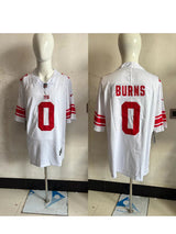 Giants 25/26 Burns #0 White/Red Game NFL Jersey