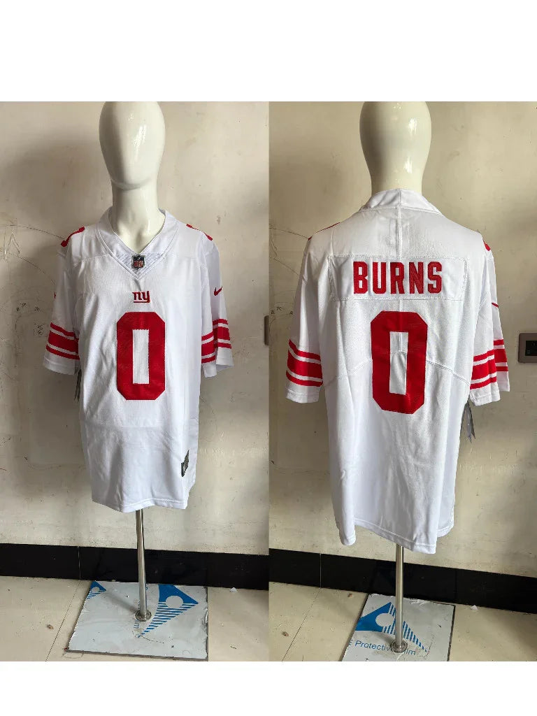 Giants 25/26 Burns #0 White/Red Game NFL Jersey