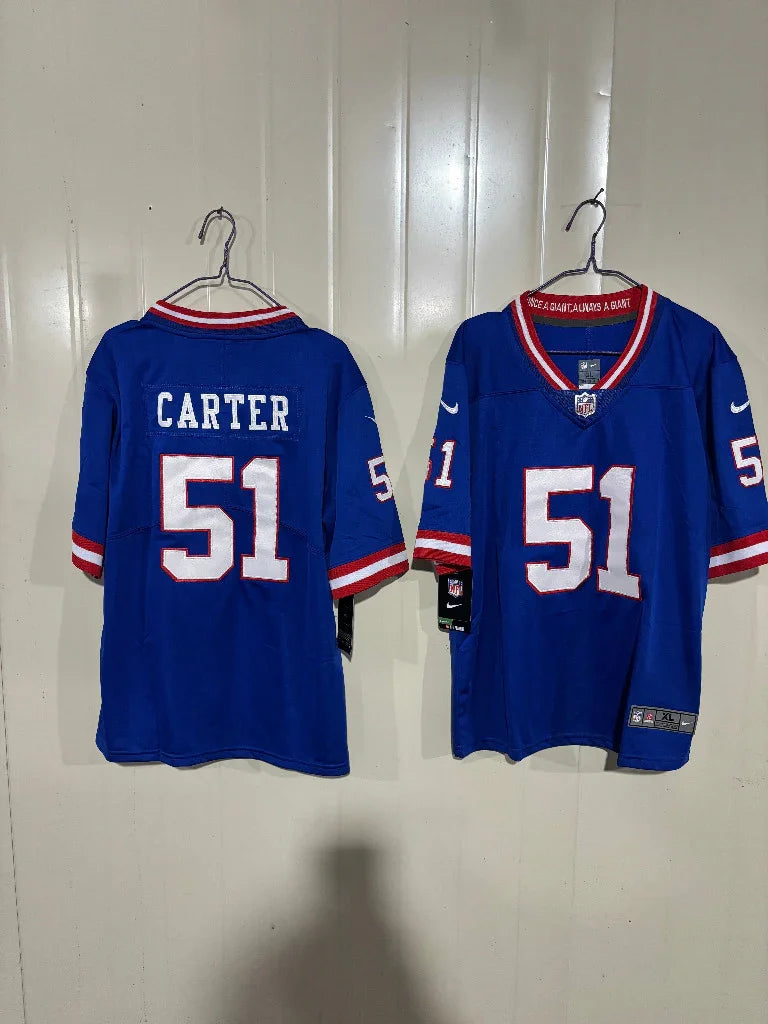 Giants 25/26 Carter #51 Royal Blue/Red Game Kids Jersey