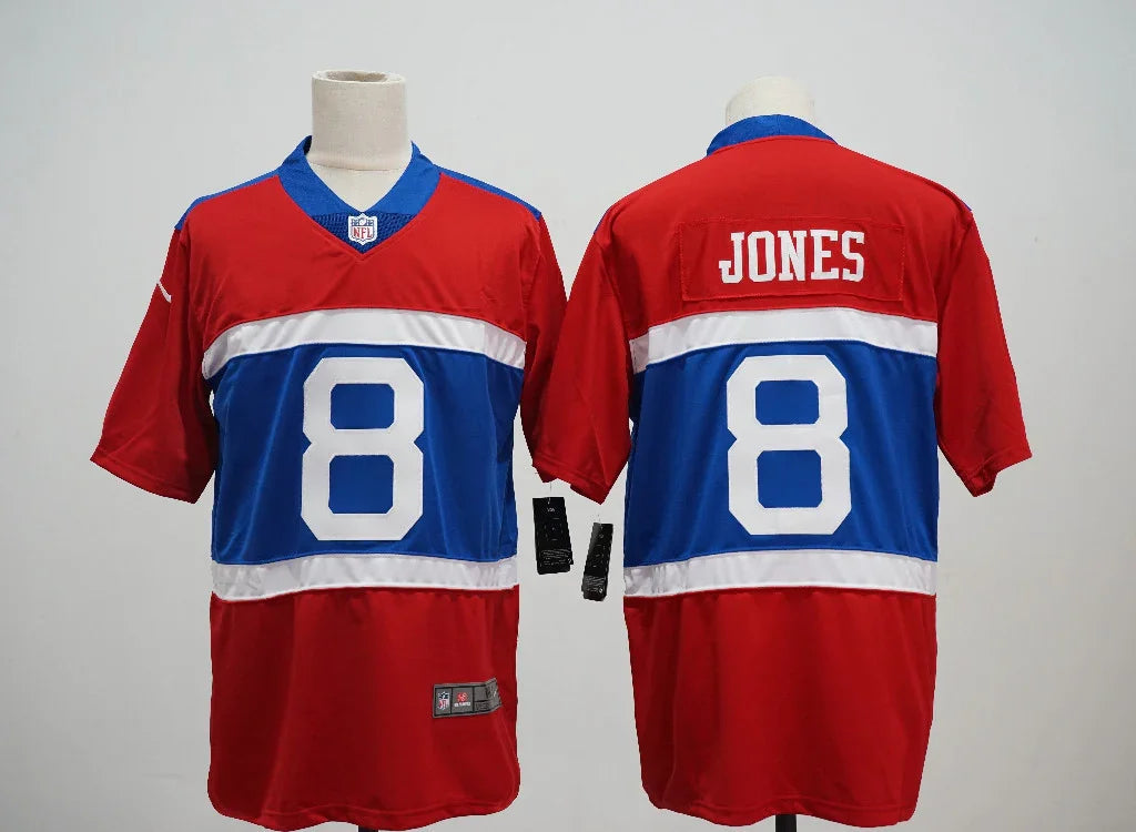 Giants 25/26 Jones #8 Red/Blue Game NFL Jersey