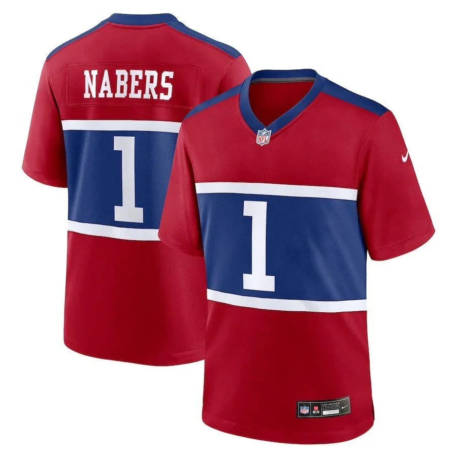 Giants 25/26 Nabers #1 Red/Blue Game NFL Jersey