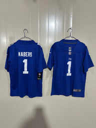 Giants 25/26 Nabers #1 Royal Blue Game Kids Jersey