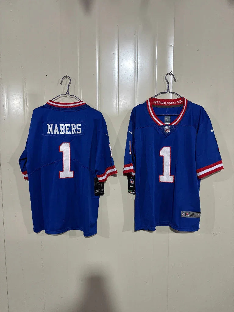 Giants 25/26 Nabers #1 Royal Blue/Red Game Kids Jersey