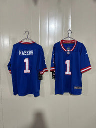 Giants 25/26 Nabers #1 Royal Blue/Red Game Kids Jersey