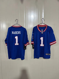 Giants 25/26 Nabers #1 Royal Blue/Red Game Kids Jersey