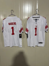 Giants 25/26 Nabers #1 White/Red Game Kids Jersey