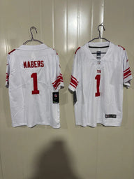 Giants 25/26 Nabers #1 White/Red Game Kids Jersey