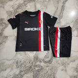 Gijon 25/26 Black/White/Red Away Kids Jersey Set