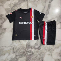 Gijon 25/26 Black/White/Red Away Kids Jersey Set
