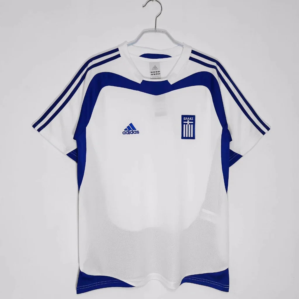 Greece 2004 Retro White/Blue Away Jersey