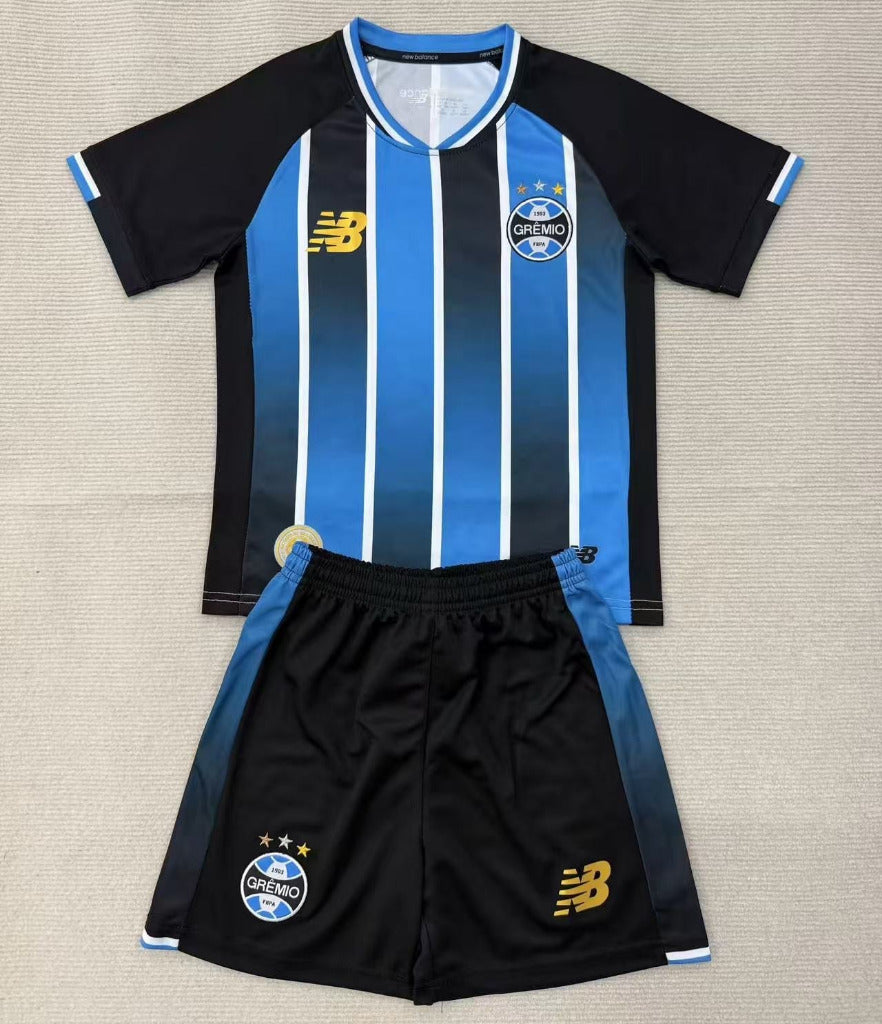 Gremio 26/27 Black/Blue Stripes Home Kids Jersey Set