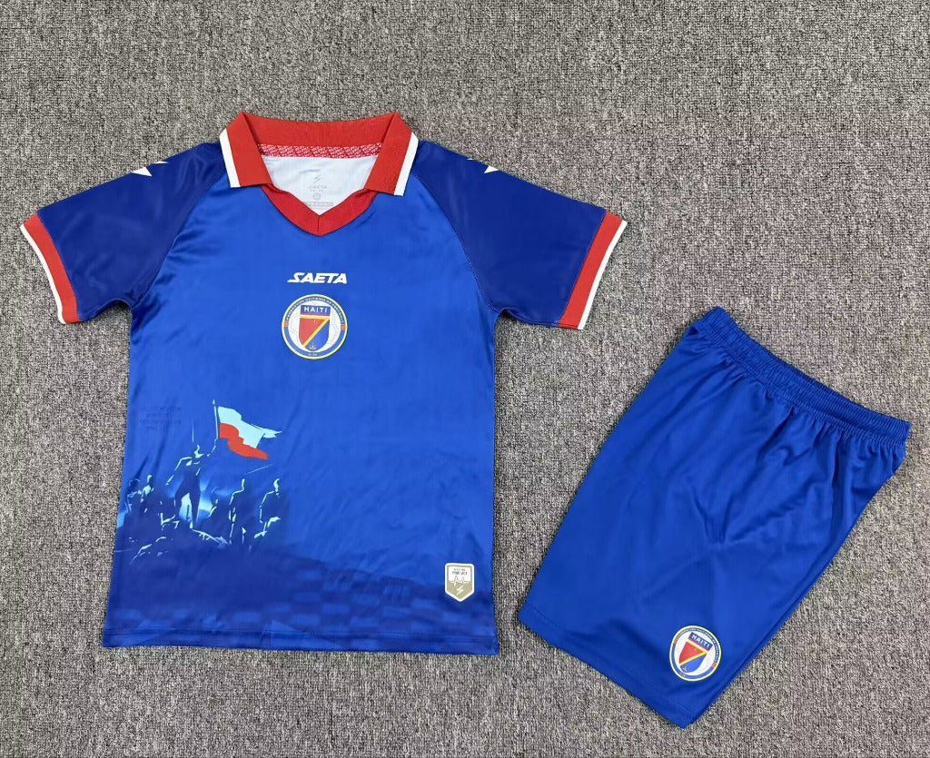 Haiti 2026 World Cup Blue/Red Home Kids Jersey Set