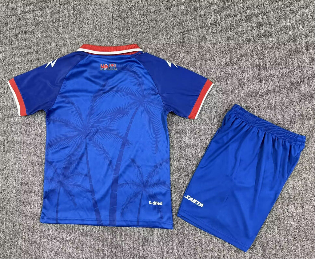 Haiti 2026 World Cup Blue/Red Home Kids Jersey Set