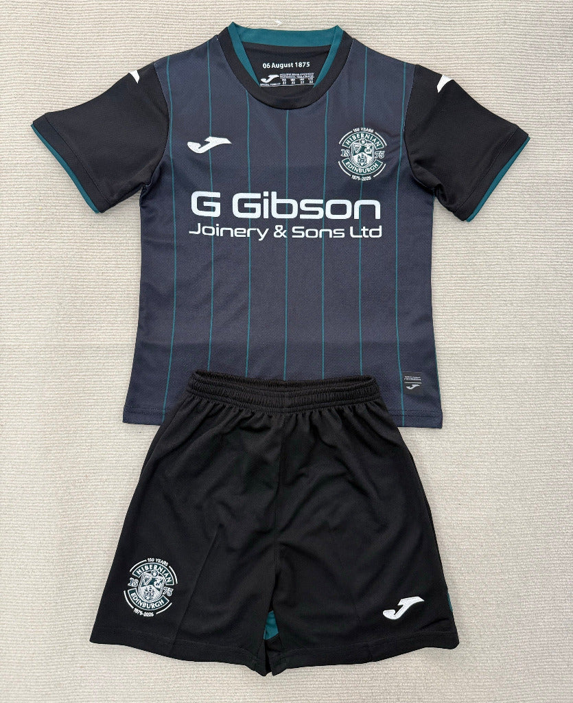 Hibernian 25/26 Black Third Kids Jersey Set