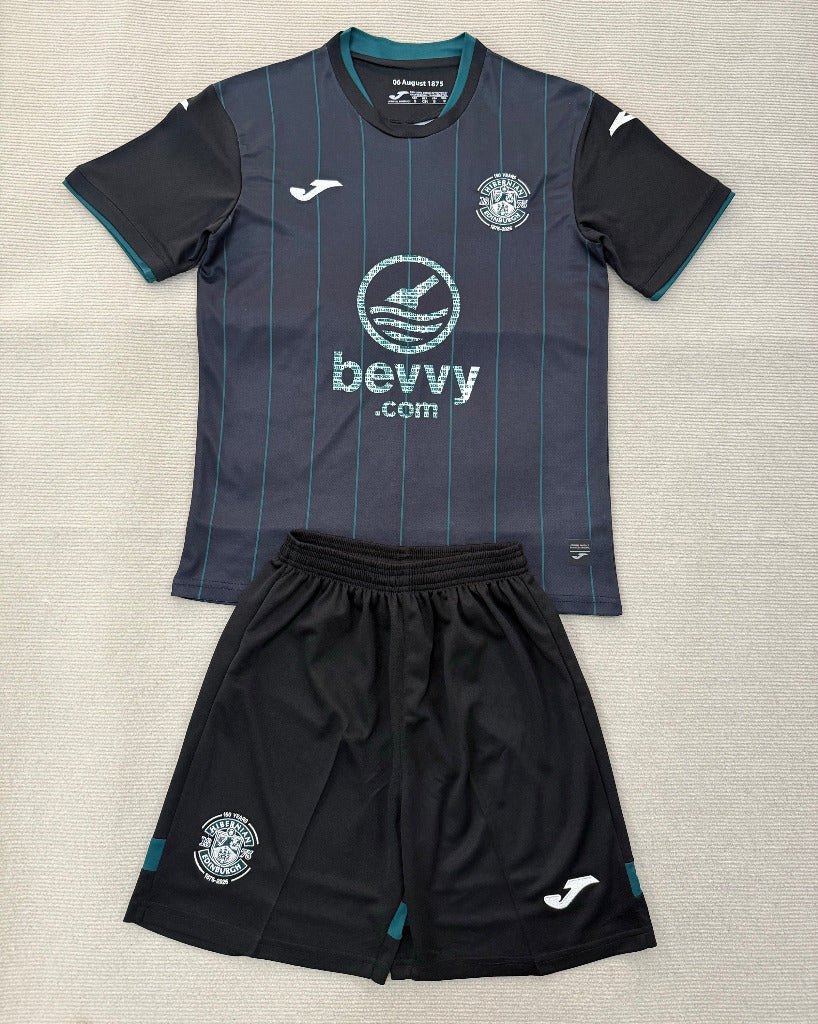 Hibernian 25/26 Black Third Kids Jersey Set