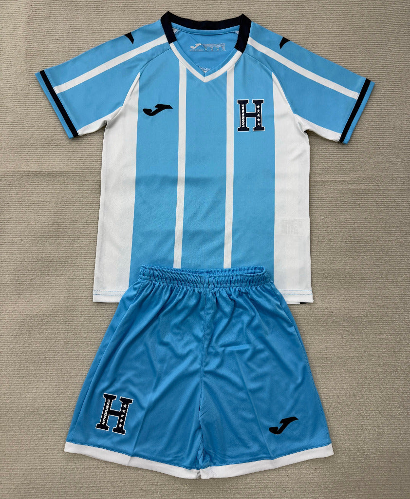 Honduras 2026 Sky Blue/White Stripe Away Kids Jersey Set