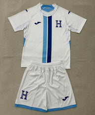 Honduras 26/27 White/Blue/Royal Blue Stripes Home Kids Jersey Set
