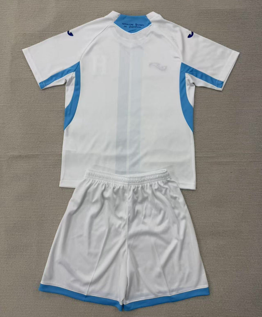 Honduras 26/27 White/Blue/Royal Blue Stripes Home Kids Jersey Set