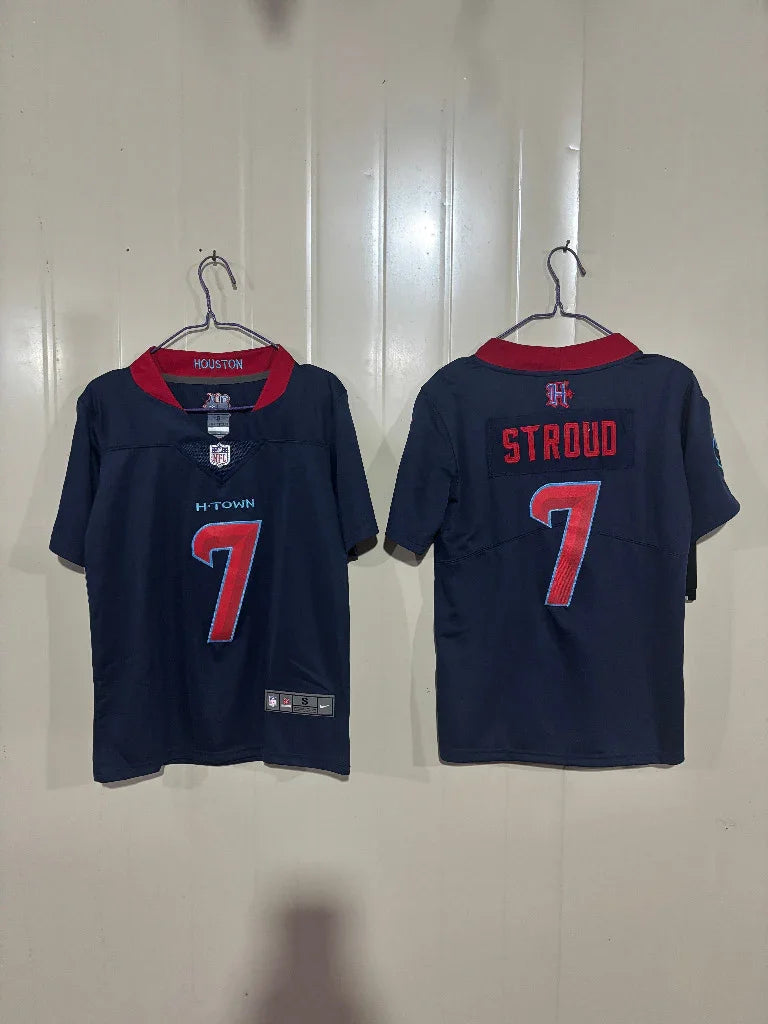 Houston Texans 25/26 Stroud #7 Navy Blue/Red Kids Jersey