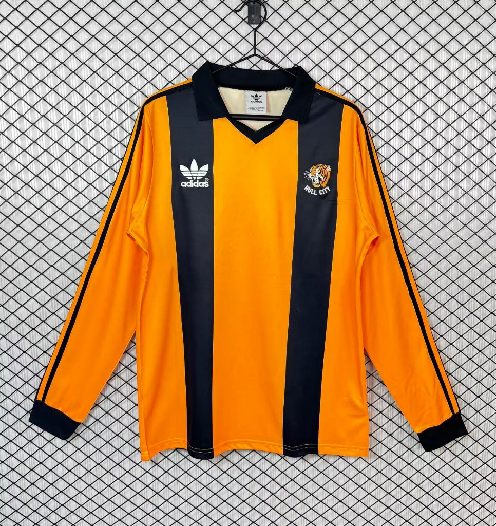 Hull City 1981/82 Retro Orange/Black Home Long-Sleeve Jersey