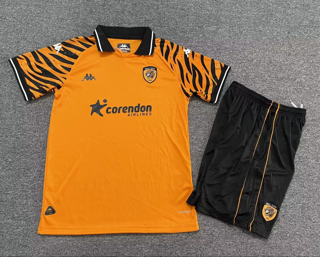 Hull City 25/26 Orange/Black Home Kids Jersey Set