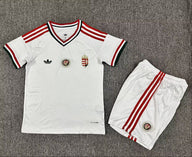 Hungary 2026 White/Red 3 Stripes Away Kids Jersey Set