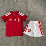 Hungary 26/27 Red/White 2 Stripes Home kids Jersey Set