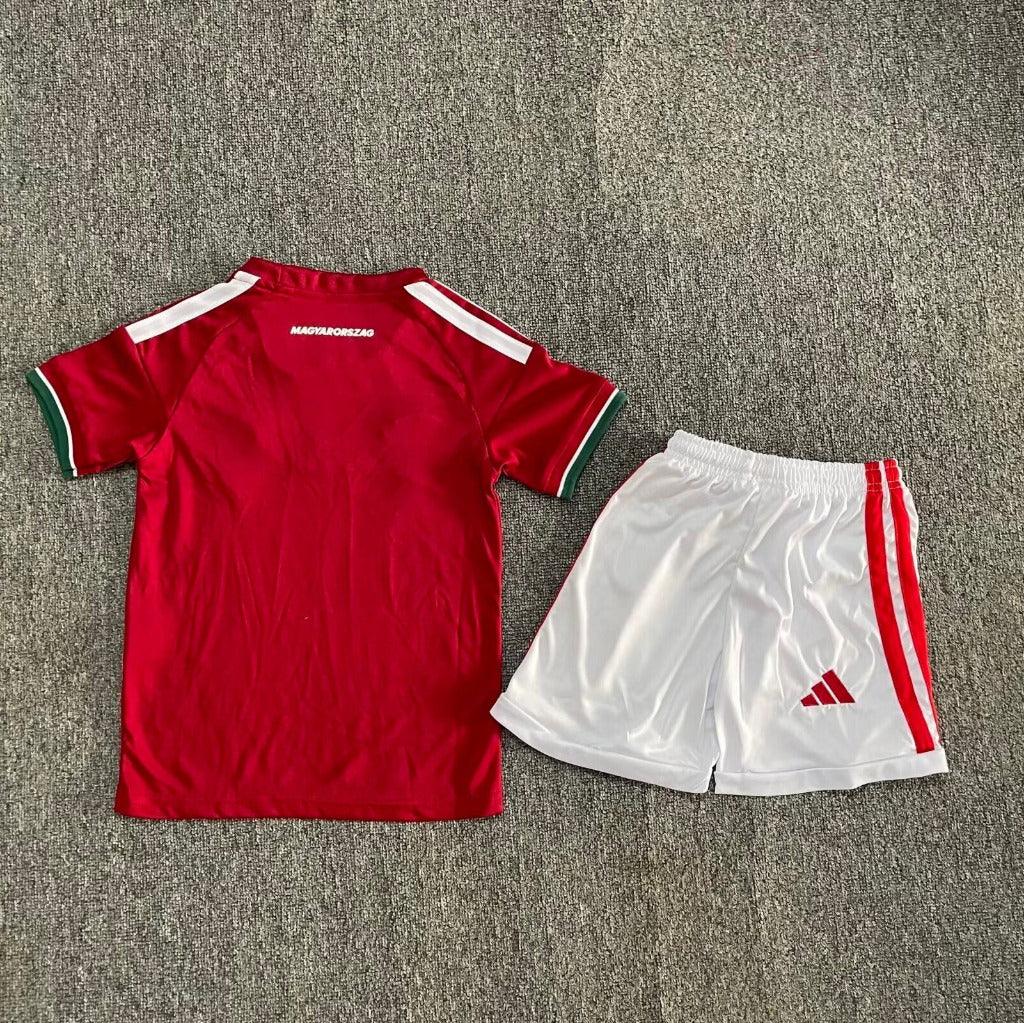 Hungary 26/27 Red/White 2 Stripes Home kids Jersey Set