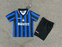 Inter Milan 1997/98 Vintage Retro Blue/Black Home Kids Jersey Set