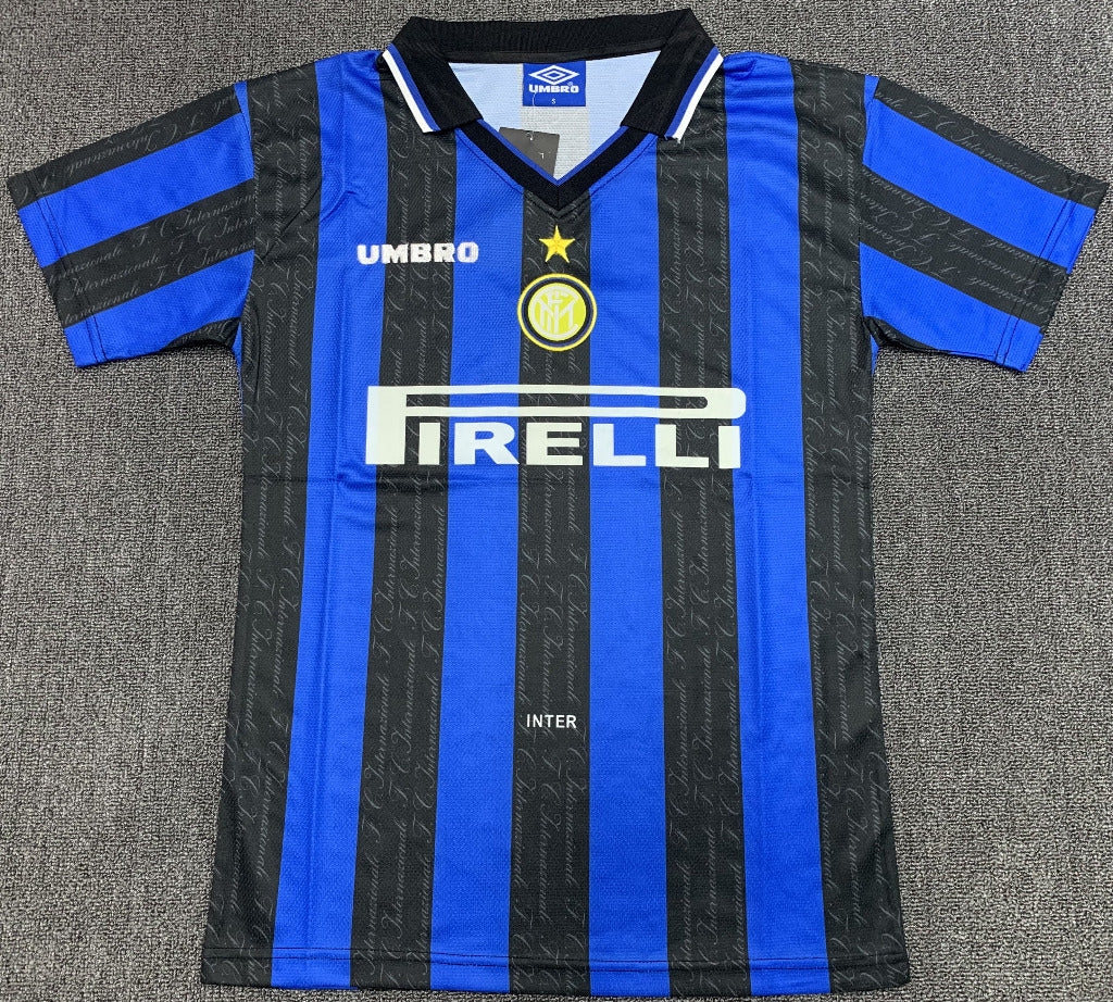 Inter Milan 1997/98 Vintage Retro Home Blue and Black Jersey