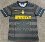 Inter Milan 1997/98 Vintage Retro Second Away Black and Gray Jersey